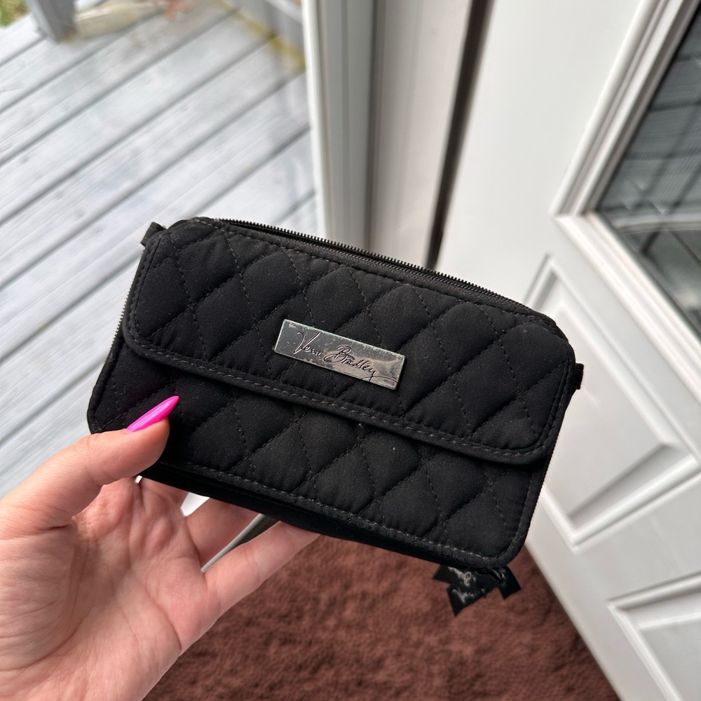 Vera Bradley Black Quilted Clutch with Zip-Around Closure